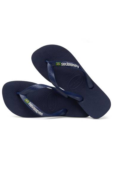 Men Brasil Logo Flip Flops Navy Blue