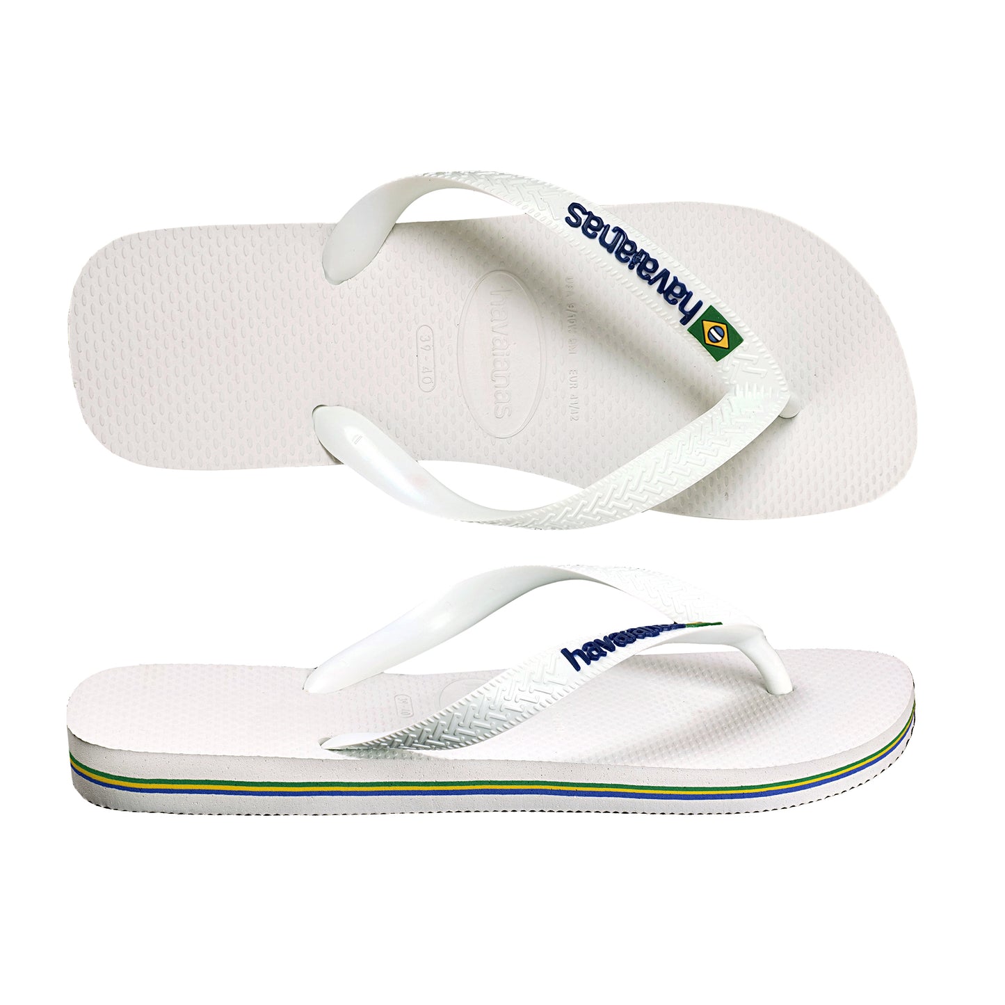 Men Brasil Logo White Flip Flops
