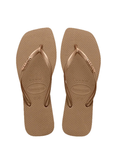 Havaianas Slim Square Logo Metallic Rose Gold