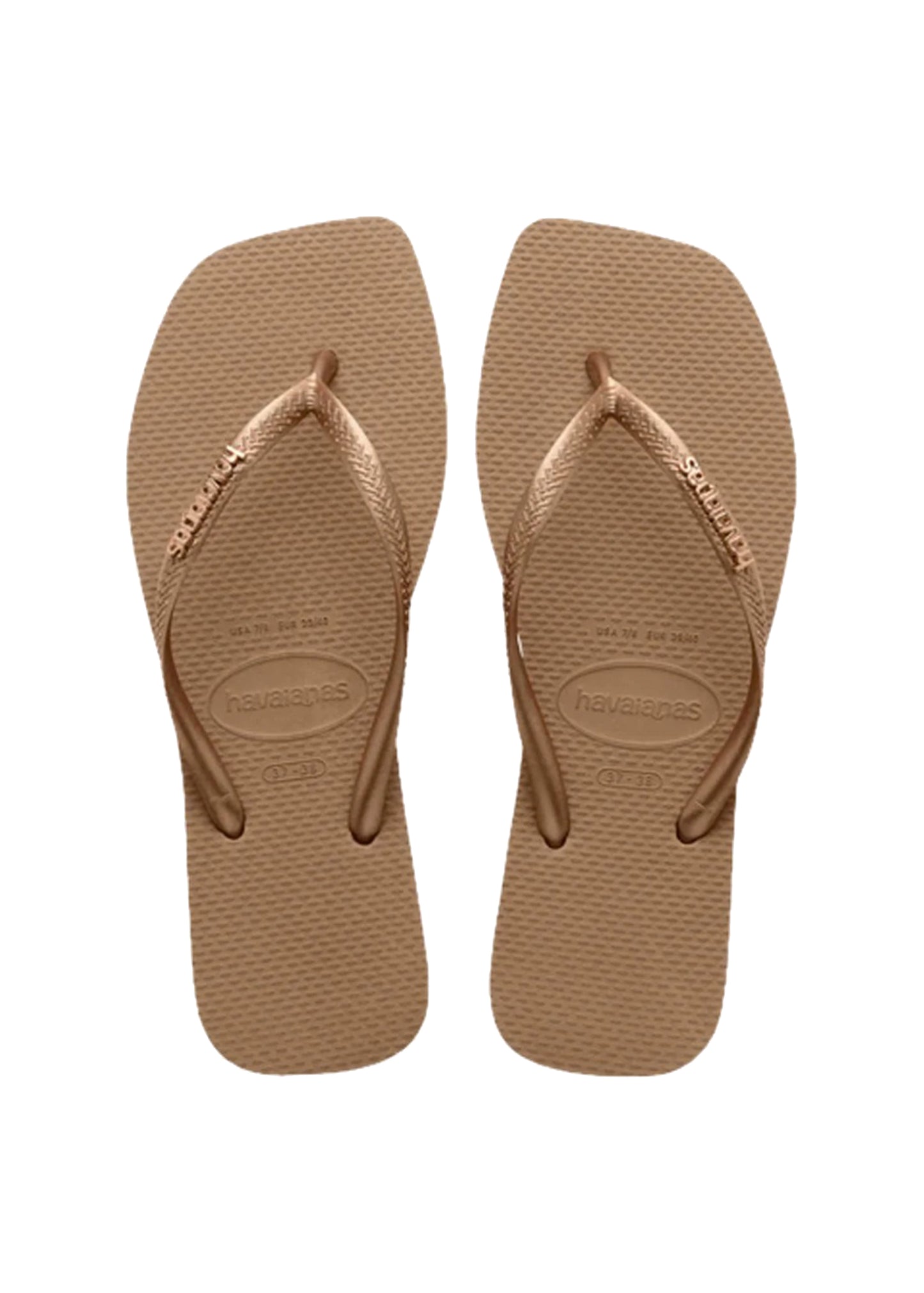 Load image into Gallery viewer, Havaianas Slim Square Logo Metallic Rose Gold
