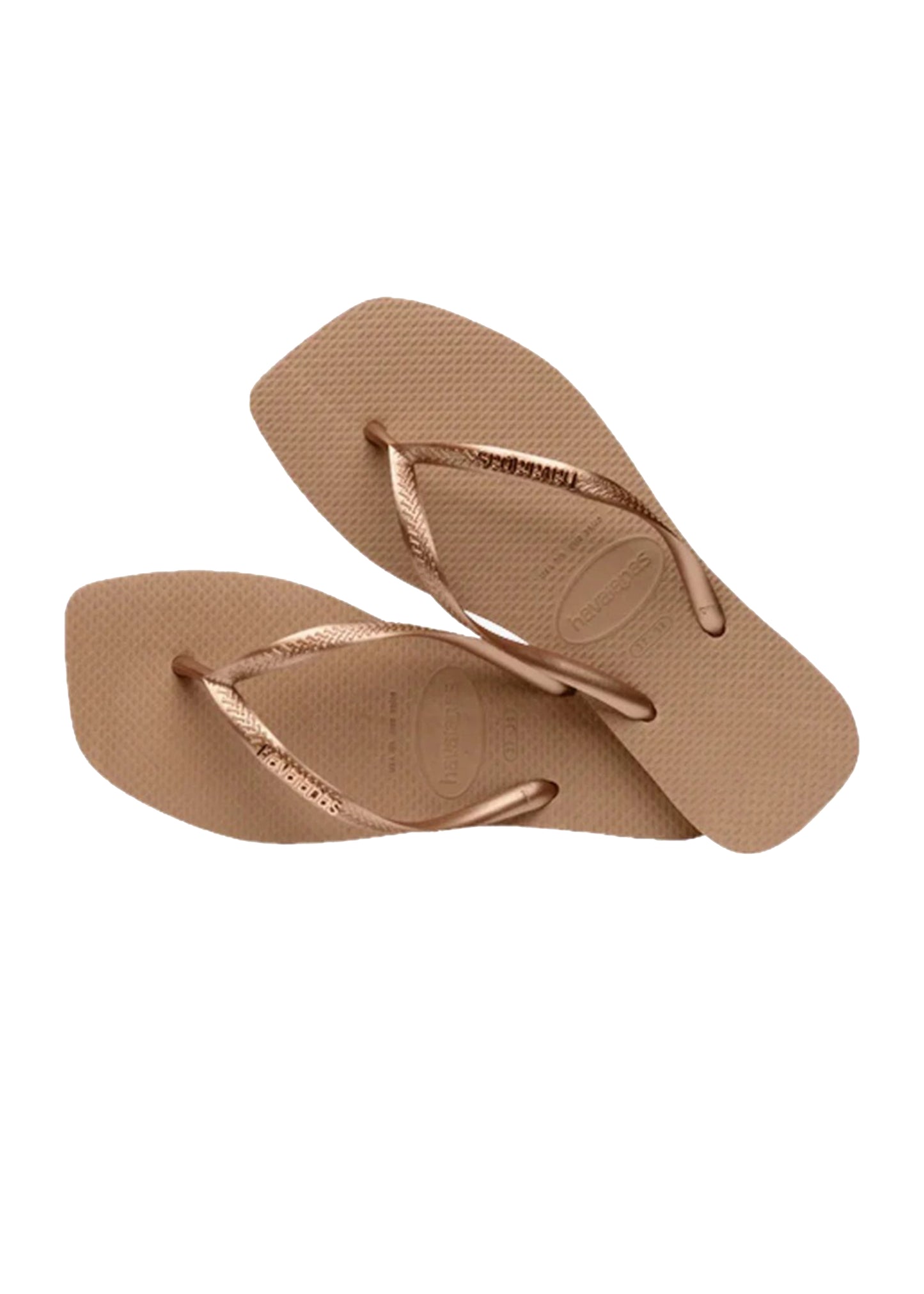 Load image into Gallery viewer, Havaianas Slim Square Logo Metallic Rose Gold
