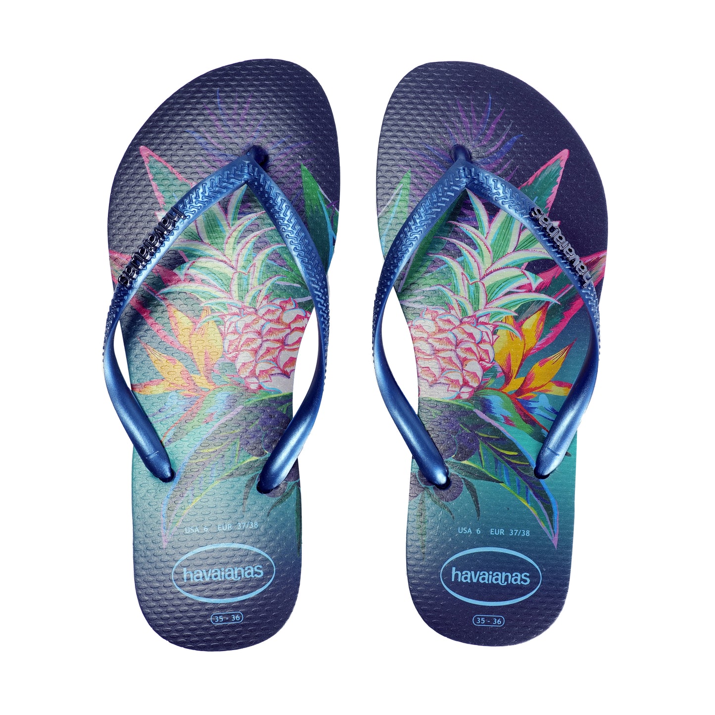 Load image into Gallery viewer, Havaianas Slim Tropical Navy Blue - Shoes
