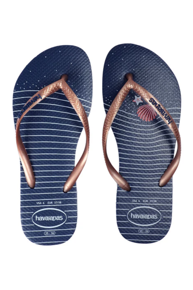 Havaianas Women Slim Nautical Navy Blue Rose Gold