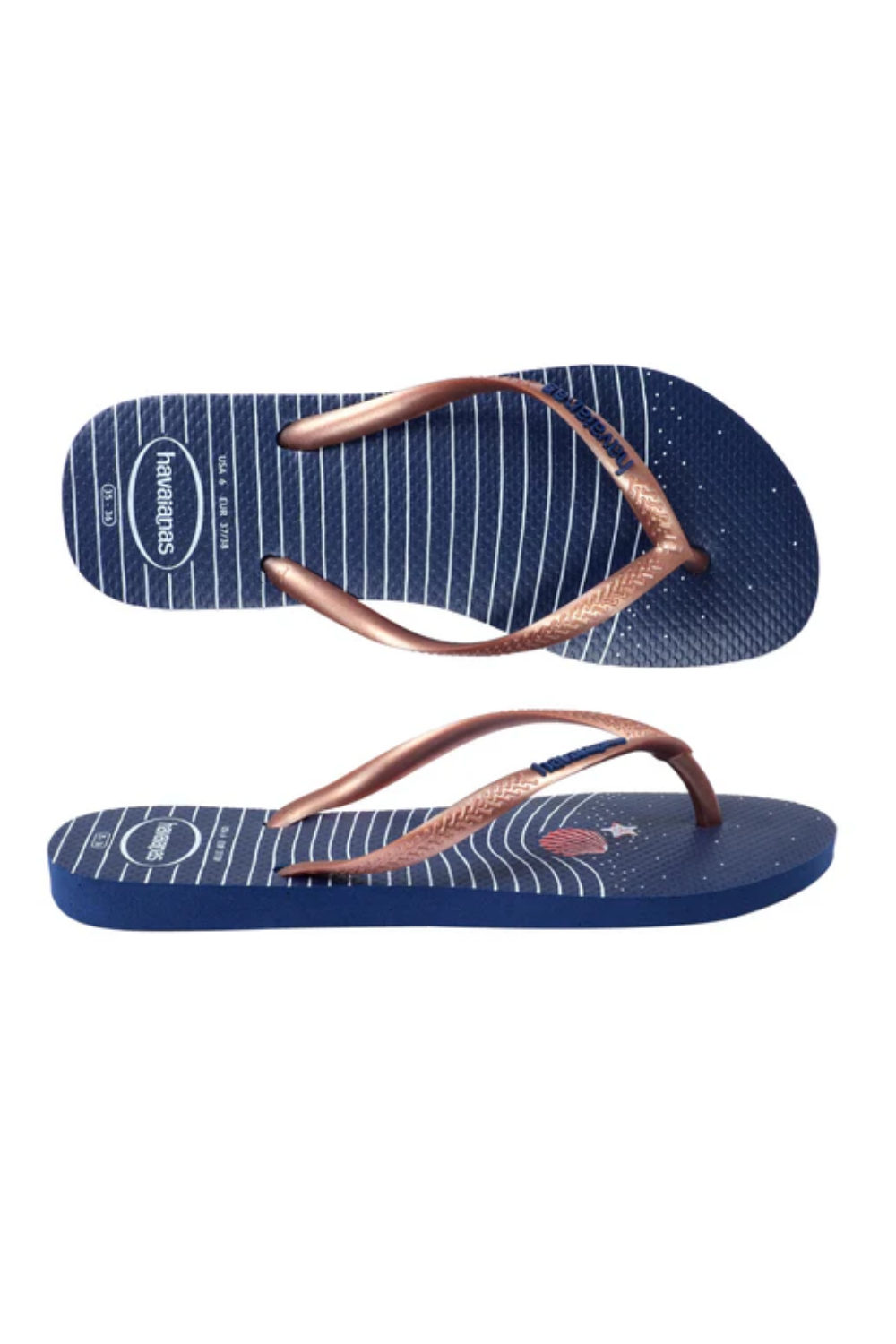 Havaianas Women Slim Nautical Navy Blue Rose Gold