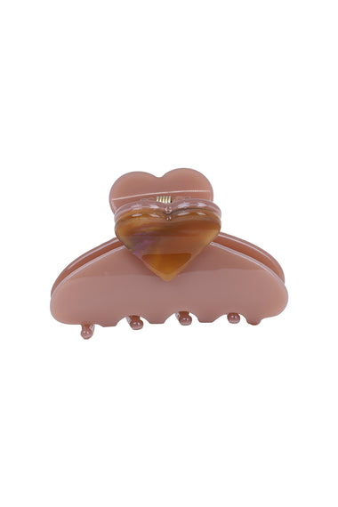 Heart Accent Matte Hair Claw Clip Brown
