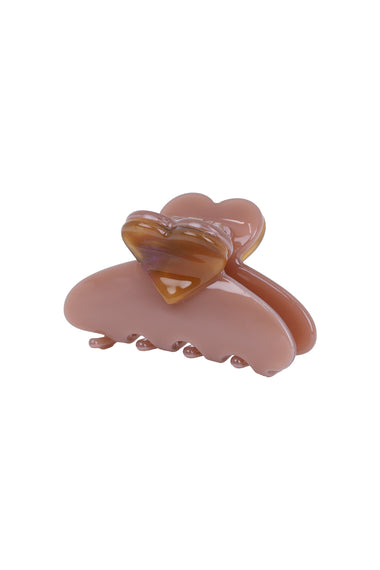 Heart Accent Matte Hair Claw Clip Brown