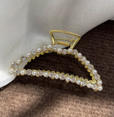 Gold Pearl/Diamond Hair Claw Clip