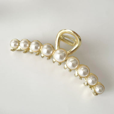 Gold Pearl Hair Claw Clip