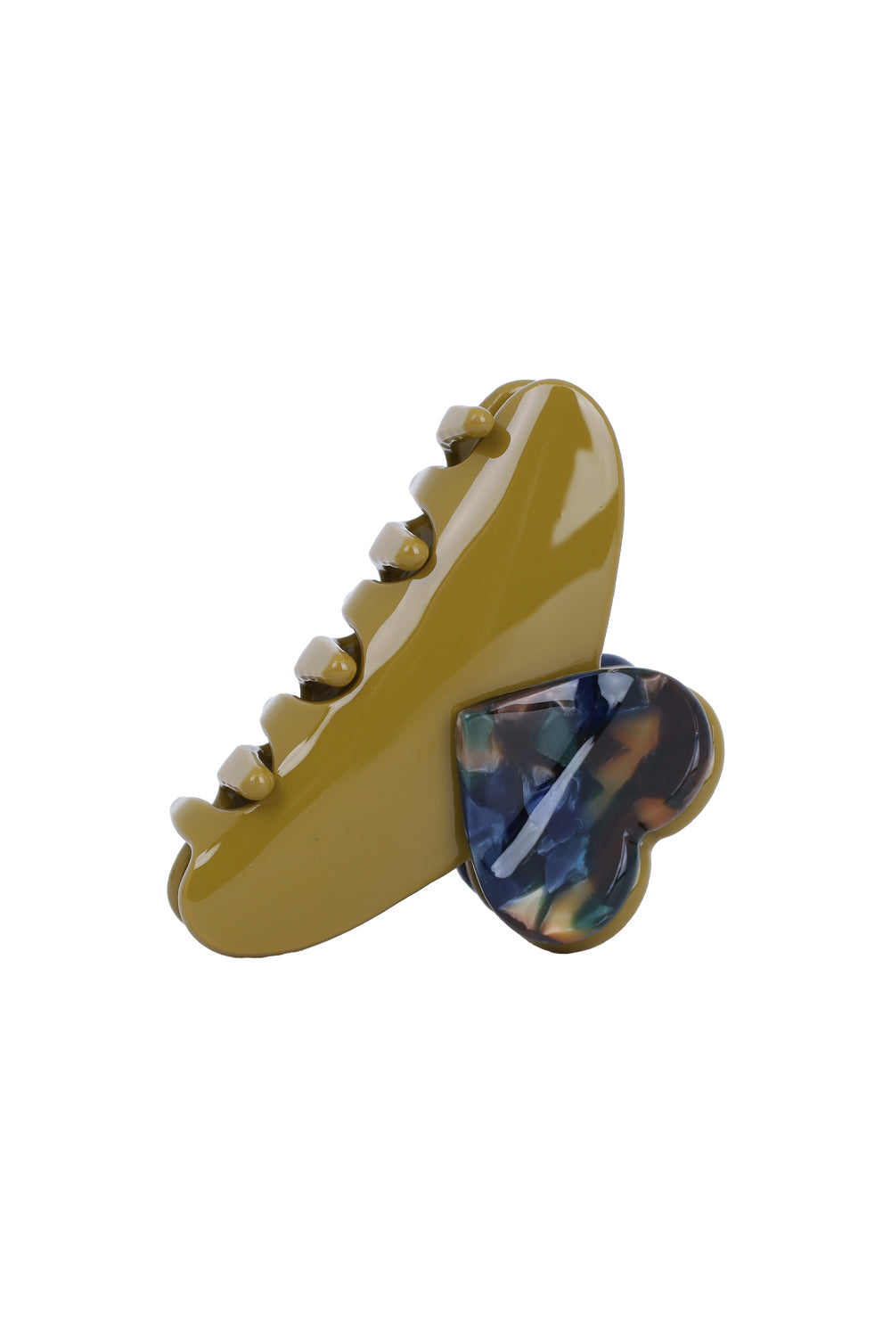 Load image into Gallery viewer, Heart Accent Matte Hair Claw Clip Green
