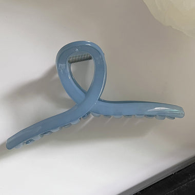 Minimalist Cross-Loop Hair Claw Clips Glossy Finish Dusty Sky Blue