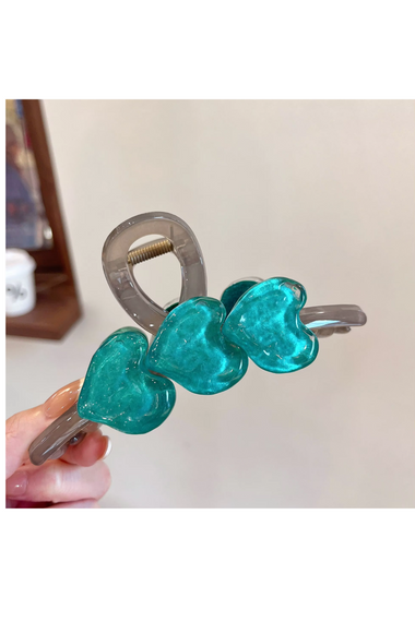 Resin Hair Claw Clip 3 Green Heart