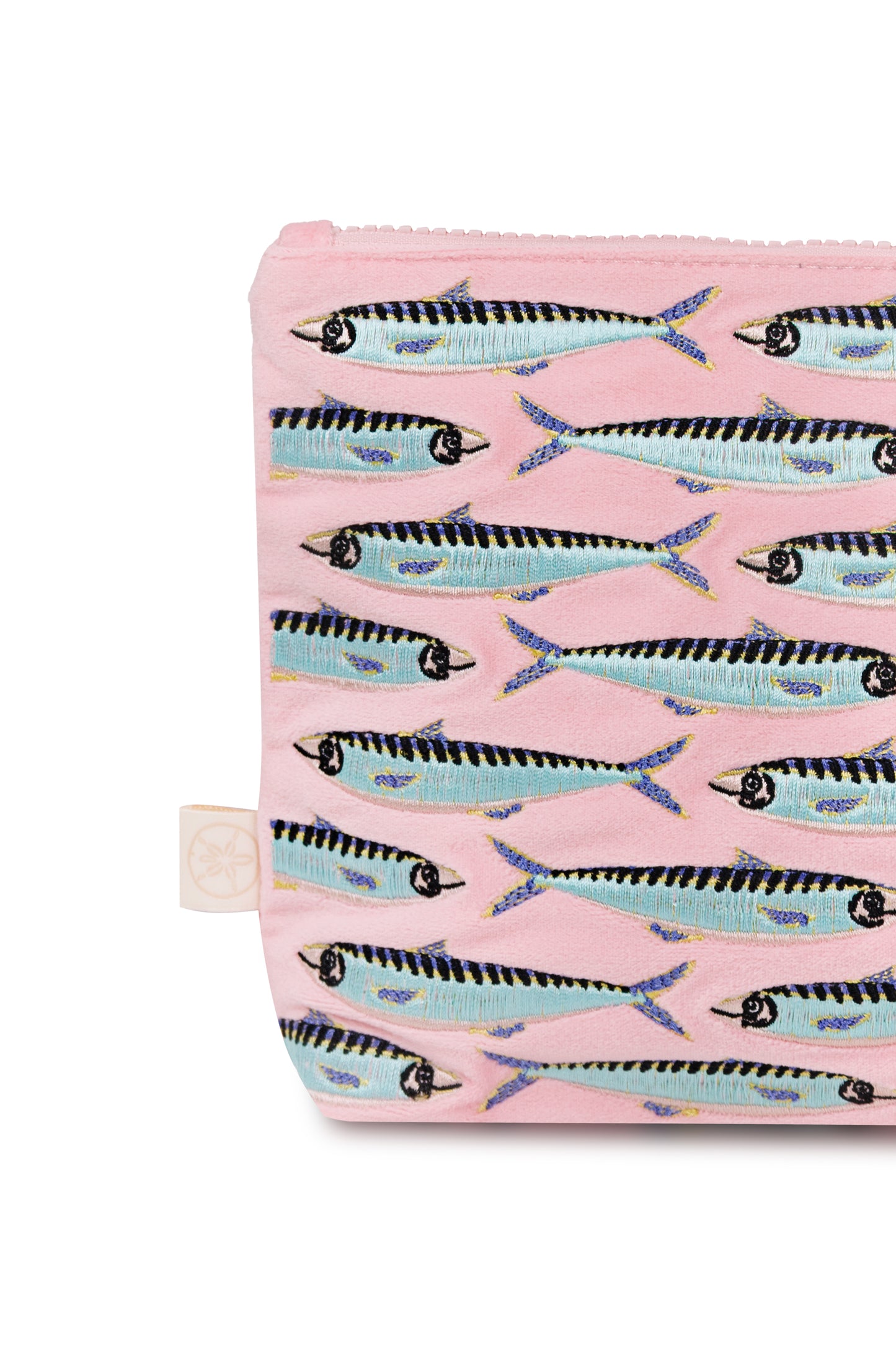 Load image into Gallery viewer, Sardines Embroidered Wet Bikini Pouch Pink

