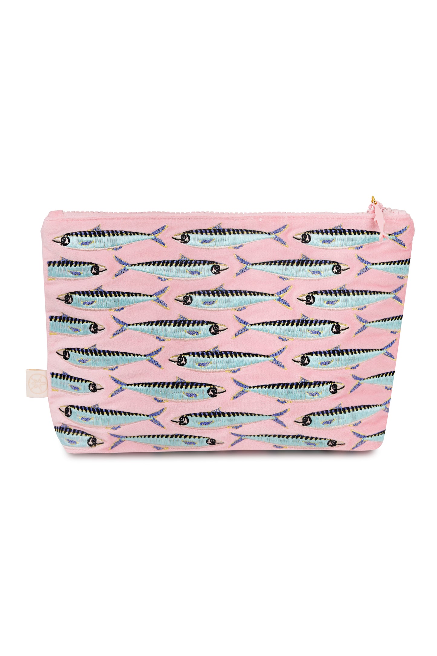 Load image into Gallery viewer, Sardines Embroidered Wet Bikini Pouch Pink
