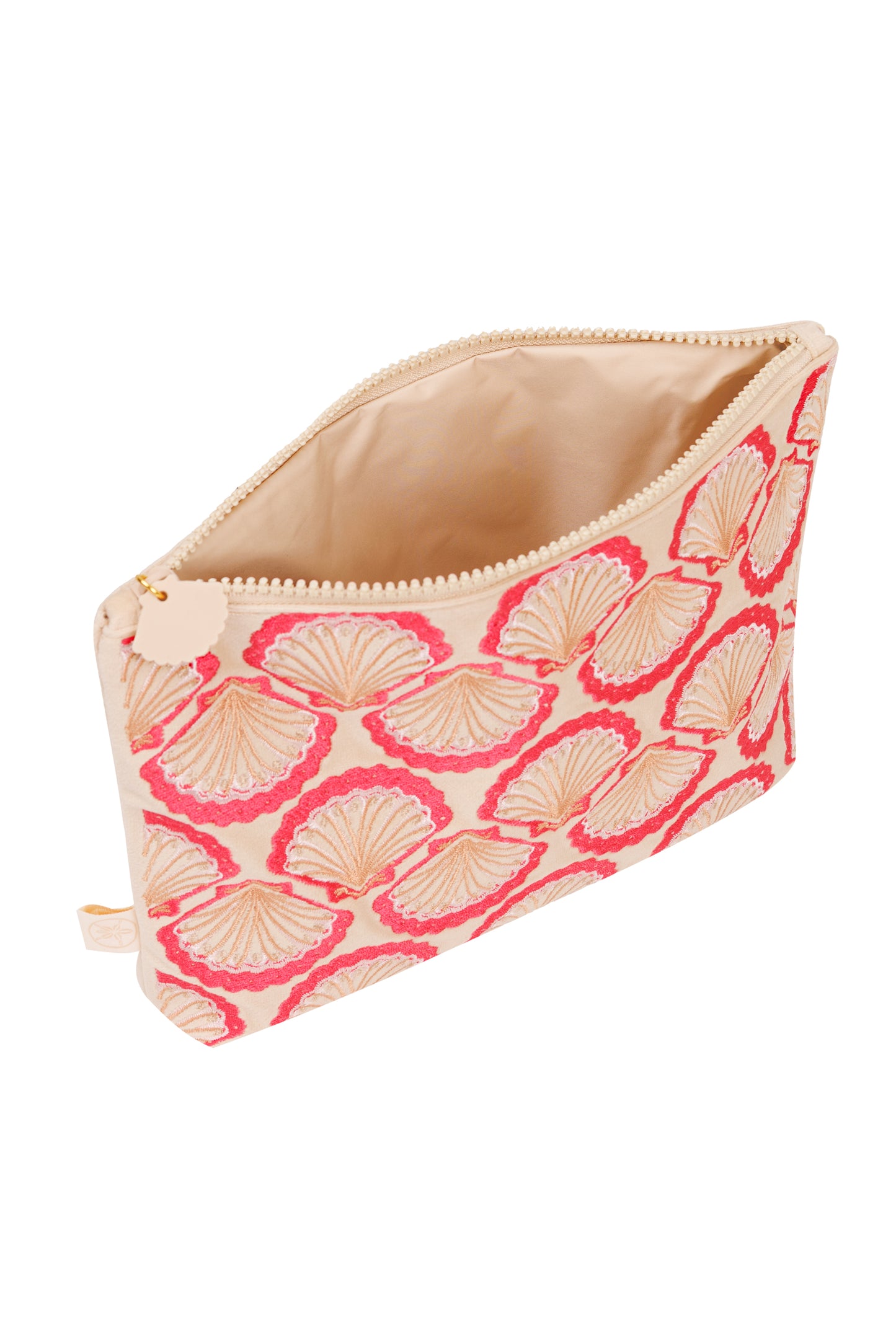 Load image into Gallery viewer, Seashell Embroidered Wet Bikini Pouch Cream
