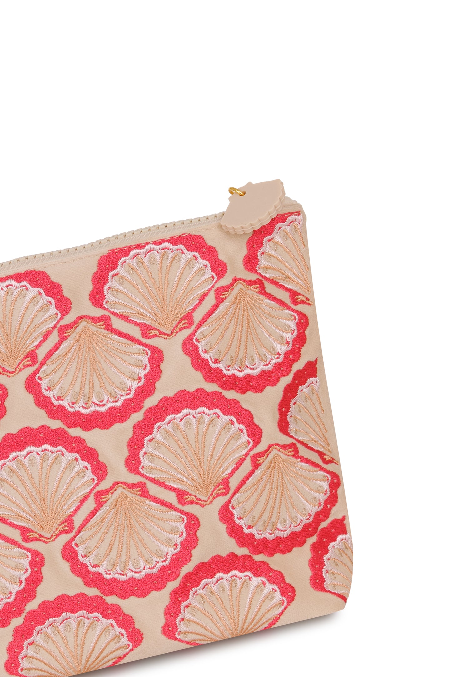 Load image into Gallery viewer, Seashell Embroidered Wet Bikini Pouch Cream
