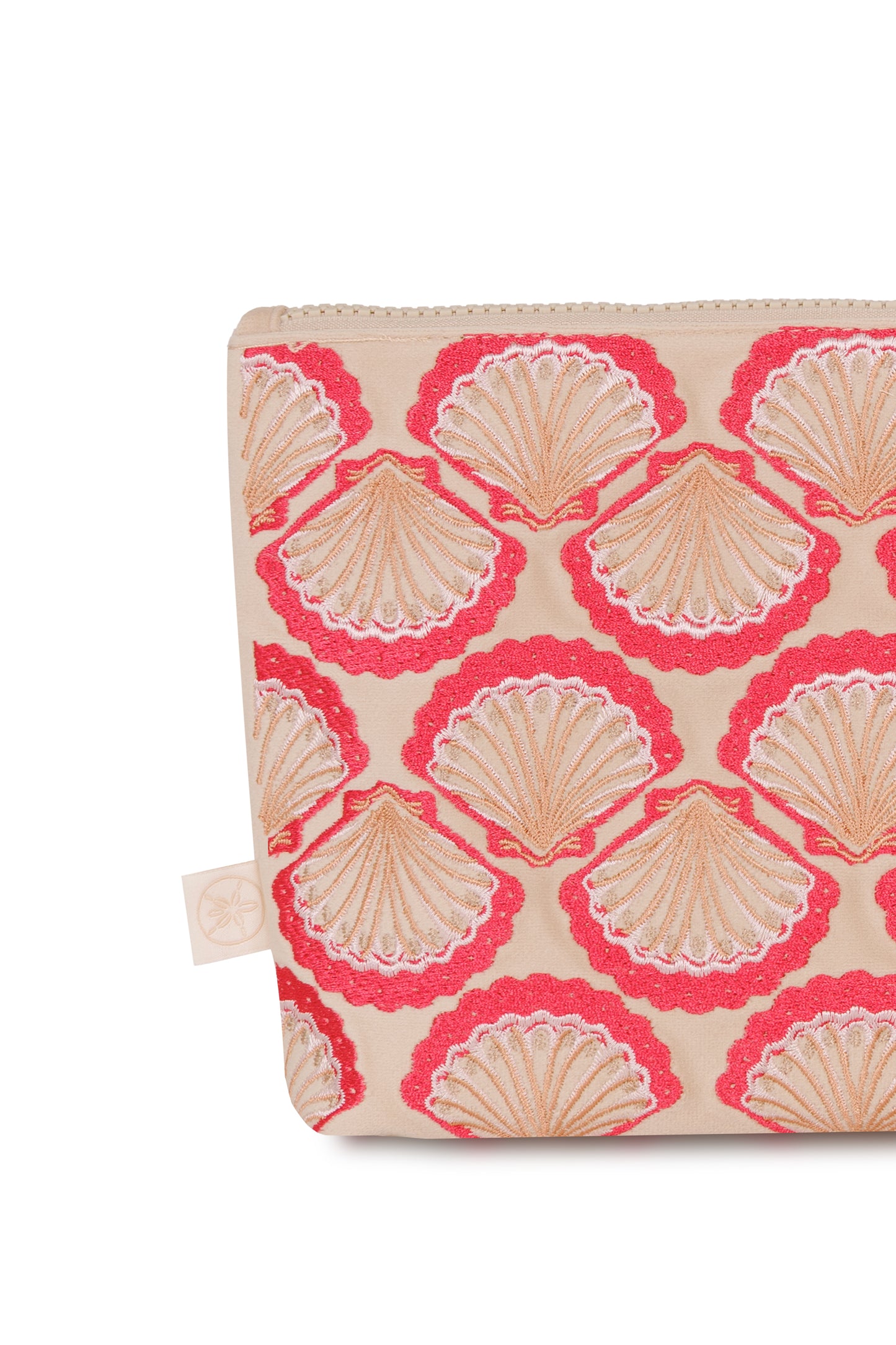 Load image into Gallery viewer, Seashell Embroidered Wet Bikini Pouch Cream
