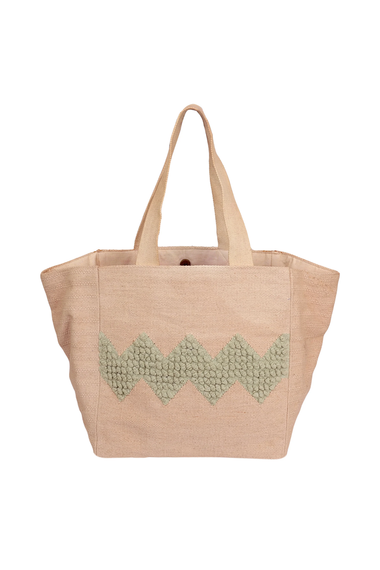 Beige Tote Bag Zig Zag