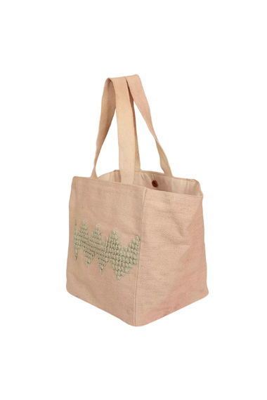 Beige Tote Bag Zig Zag