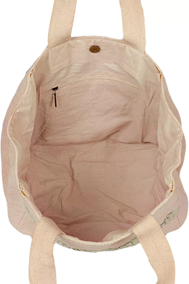 Beige Tote Bag Zig Zag