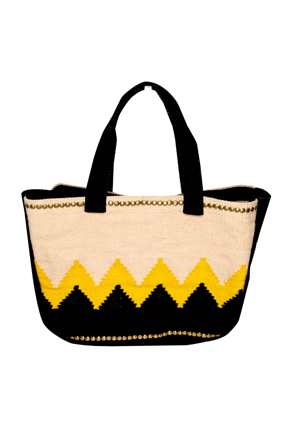 Load image into Gallery viewer, Black &amp;amp; Yellow Zigzag Tote Bag
