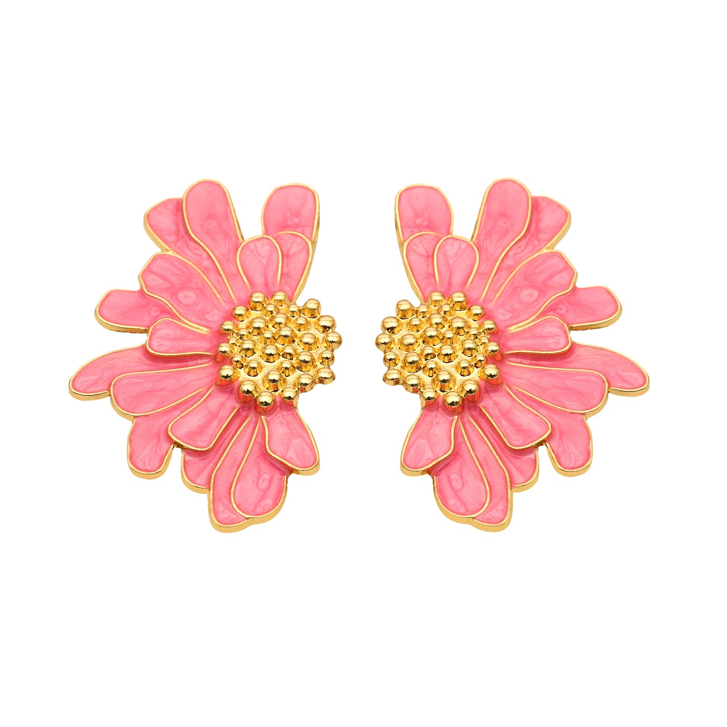 Load image into Gallery viewer, Boho Flower Stud Earrings Metal Pink - Earrings
