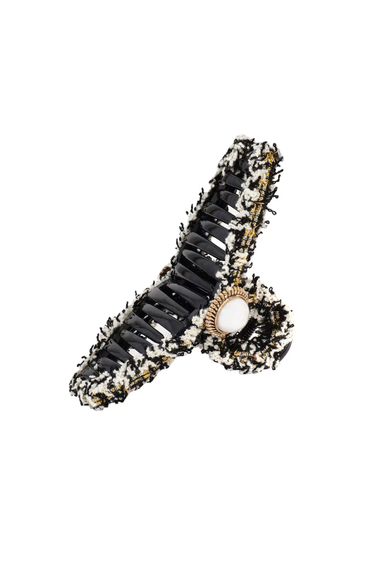 Camellia Hair Claw Clips White/Gold - White Pearl