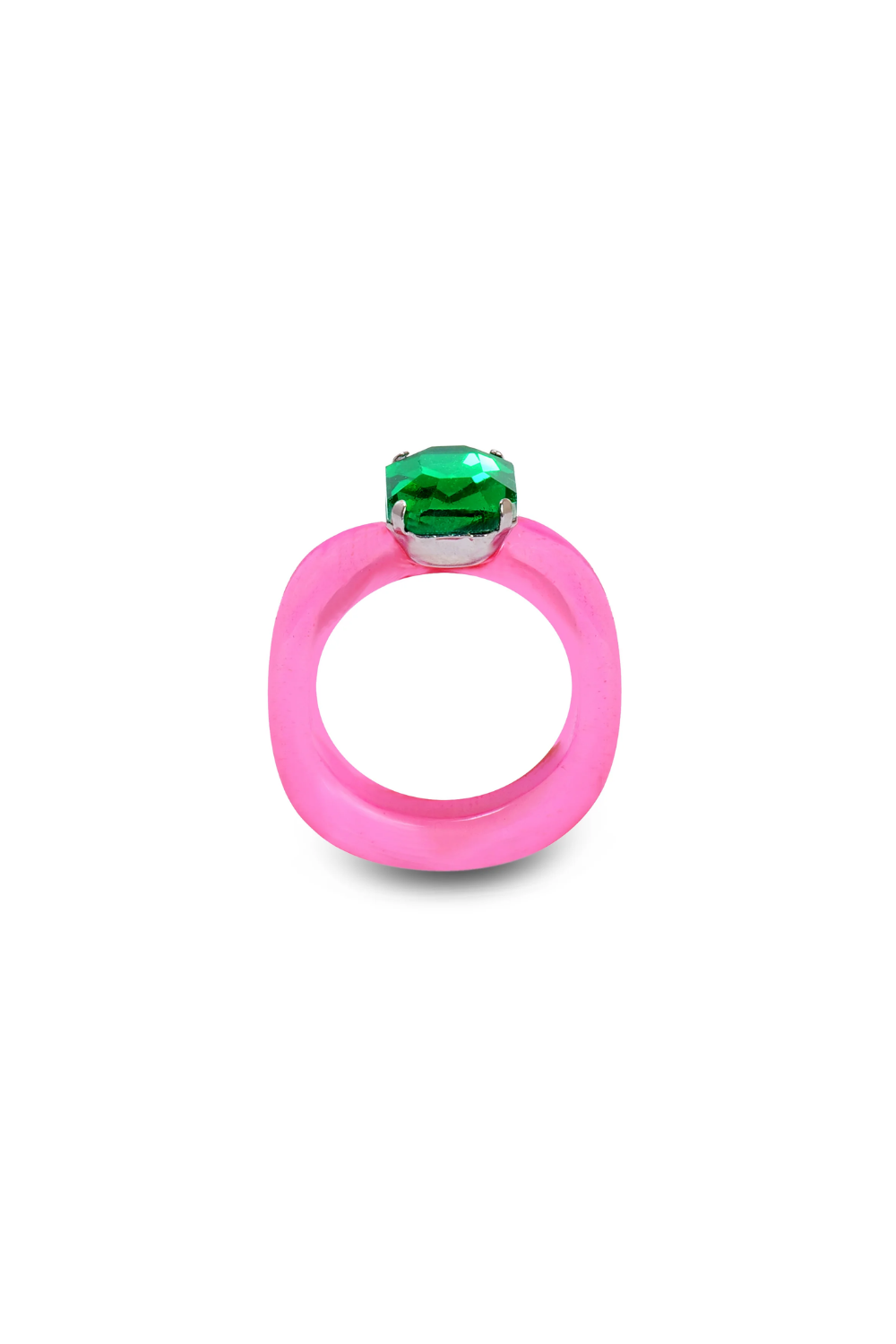 Candy Gemstone Acrylic Ring Fuchsia/Emerald Stone