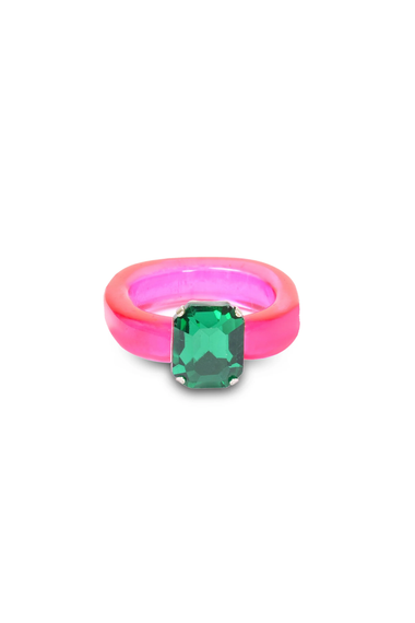 Candy Gemstone Acrylic Ring Fuchsia/Emerald Stone
