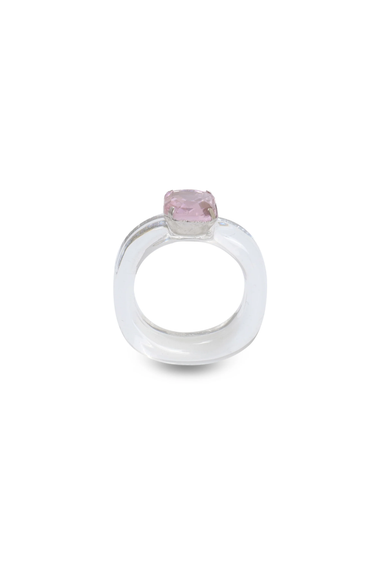 Candy Gemstone Acrylic Ring White/Pink Stone