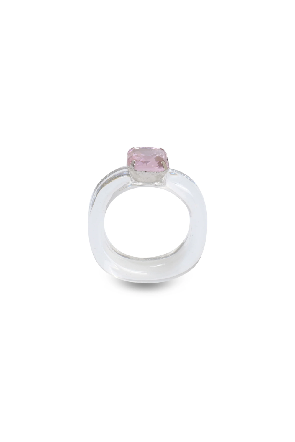 Load image into Gallery viewer, Candy Gemstone Acrylic Ring White/Pink Stone
