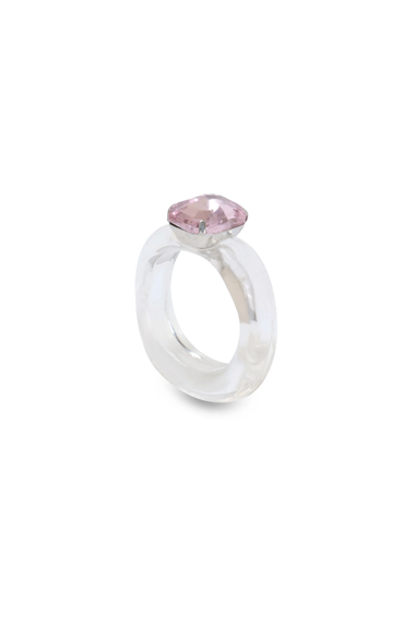 Candy Gemstone Acrylic Ring White/Pink Stone