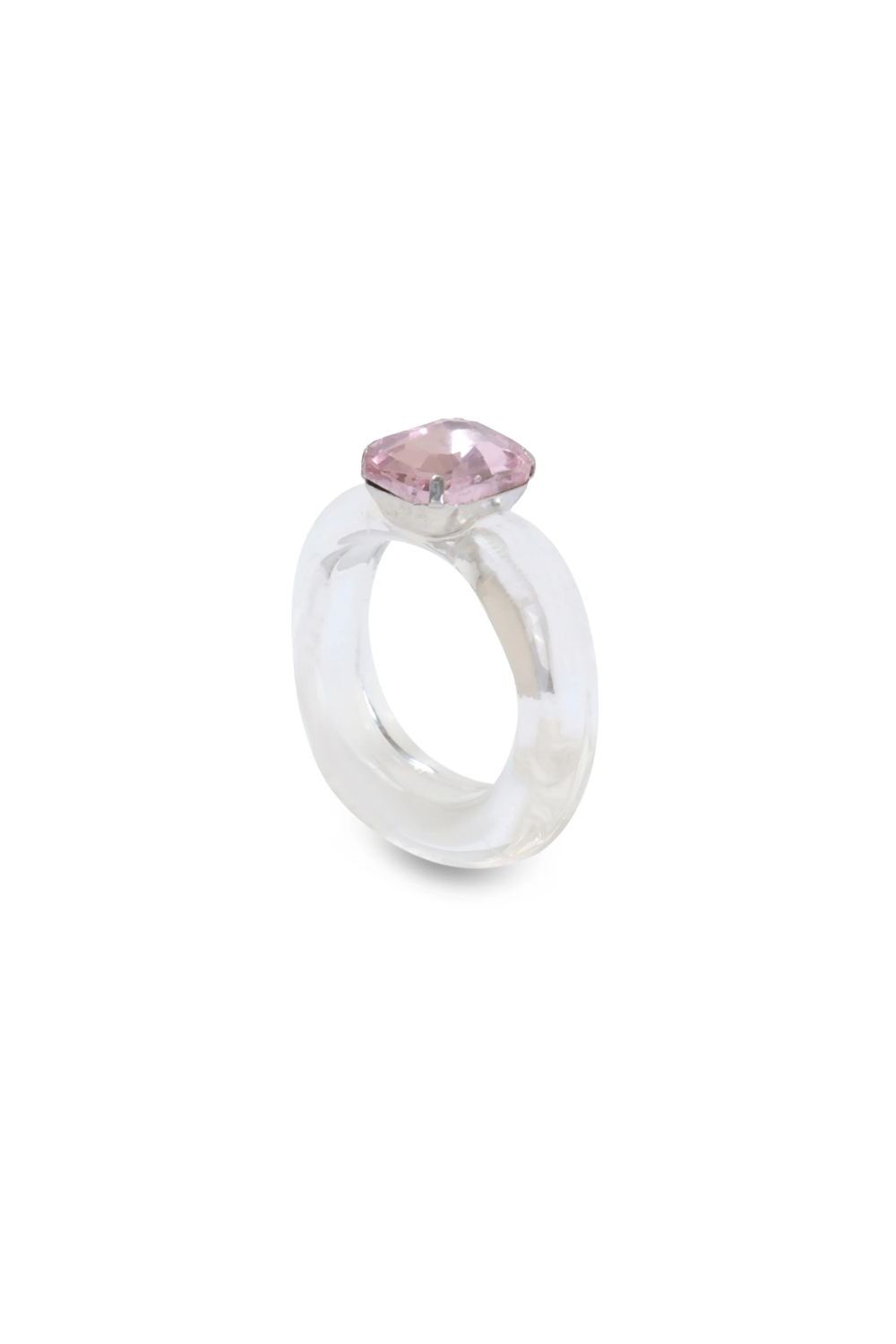 Load image into Gallery viewer, Candy Gemstone Acrylic Ring White/Pink Stone
