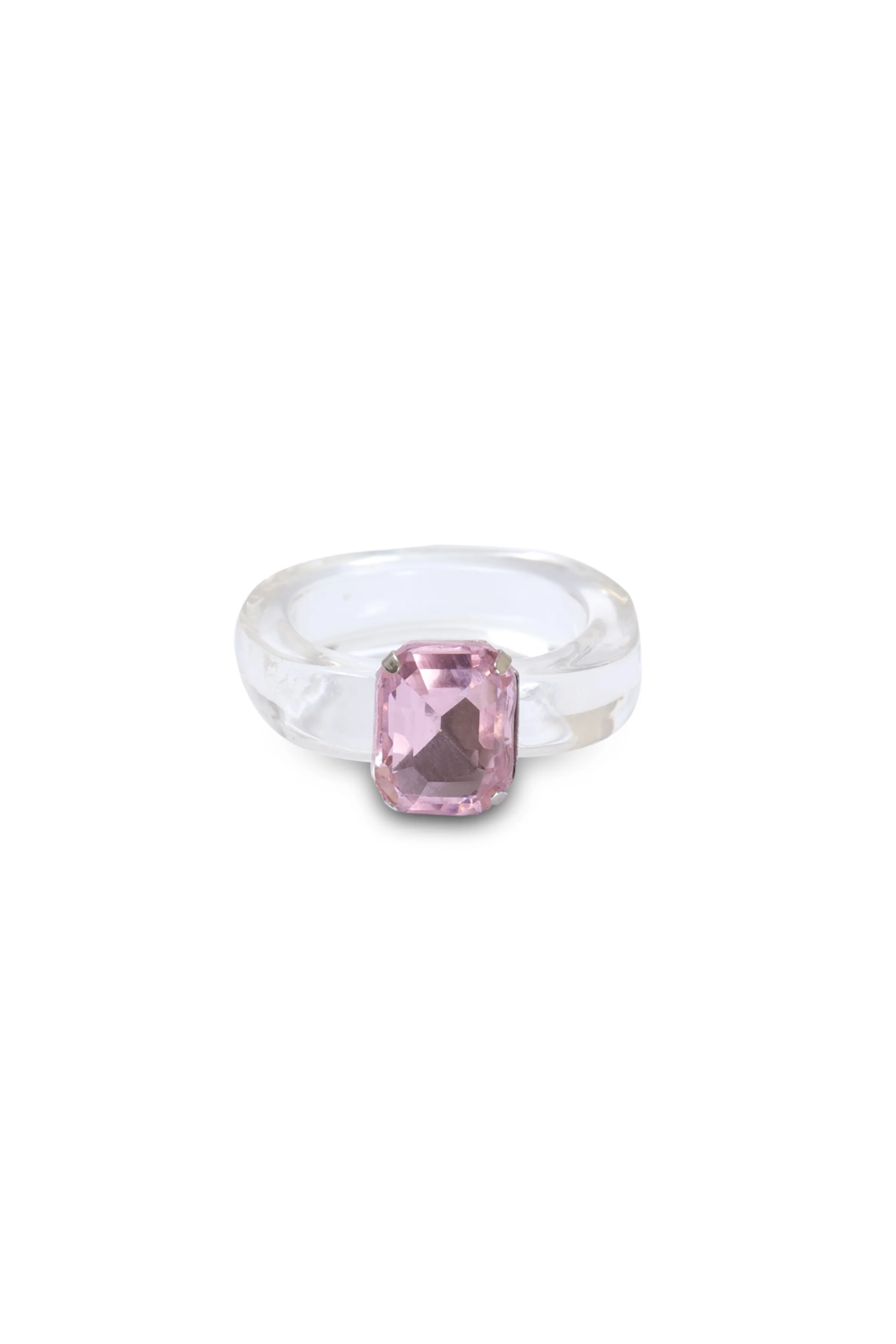 Load image into Gallery viewer, Candy Gemstone Acrylic Ring White/Pink Stone
