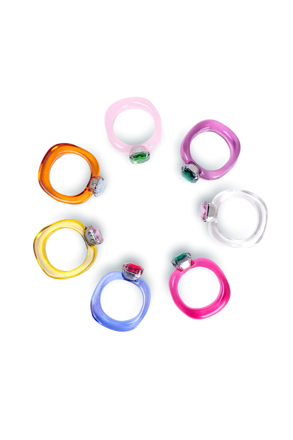 Load image into Gallery viewer, Candy Gemstone Acrylic Ring White/Pink Stone
