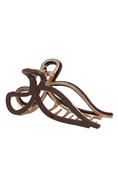 Elegant Hollow Leaf Bow Hair Claw Clips Brown