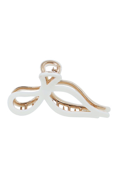Elegant Hollow Leaf Bow Hair Claw Clips White