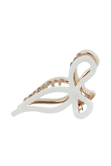 Elegant Hollow Leaf Bow Hair Claw Clips White
