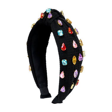Fashionable Colorful Rhinestone Knotted Headband Black - Hair Accesories