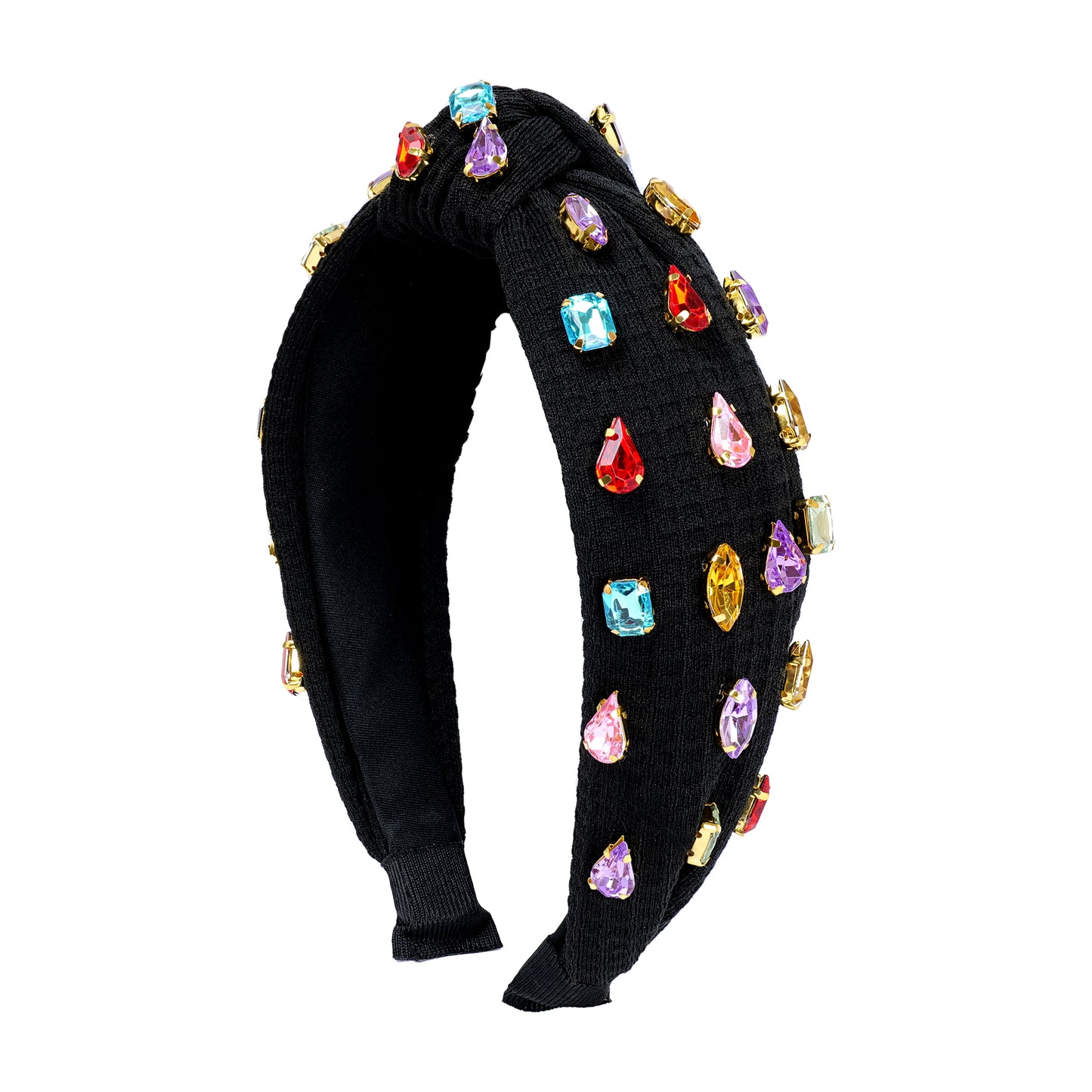 Load image into Gallery viewer, Fashionable Colorful Rhinestone Knotted Headband Black - Hair Accesories

