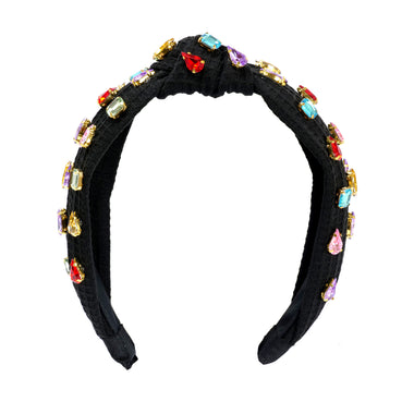 Fashionable Colorful Rhinestone Knotted Headband Black - Hair Accesories