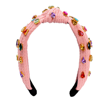 Fashionable Colorful Rhinestone Knotted Headband Pink - Hair Accesories