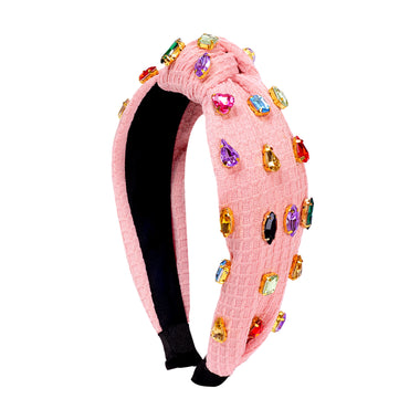 Fashionable Colorful Rhinestone Knotted Headband Pink - Hair Accesories