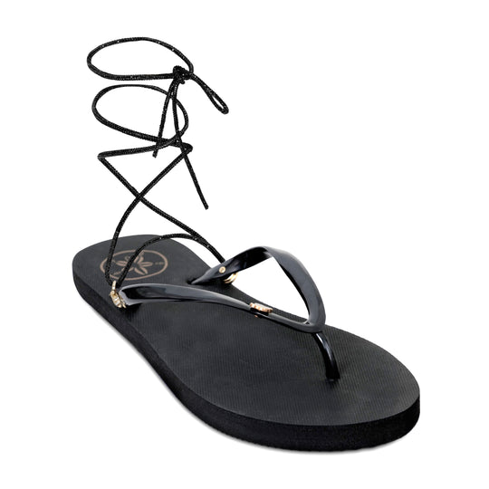 Ankle Tie Flip Flops Black