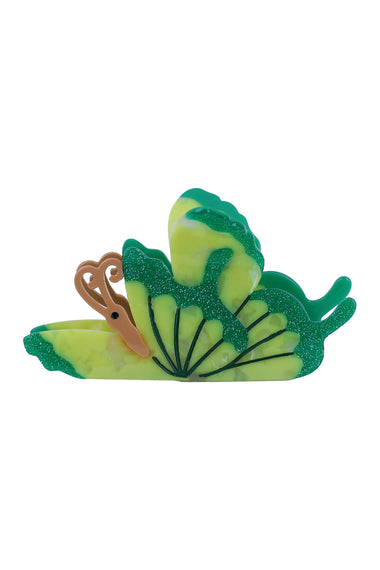 Glitter Butterfly Hair Claw Clip Lime Green and Teal Sparkle