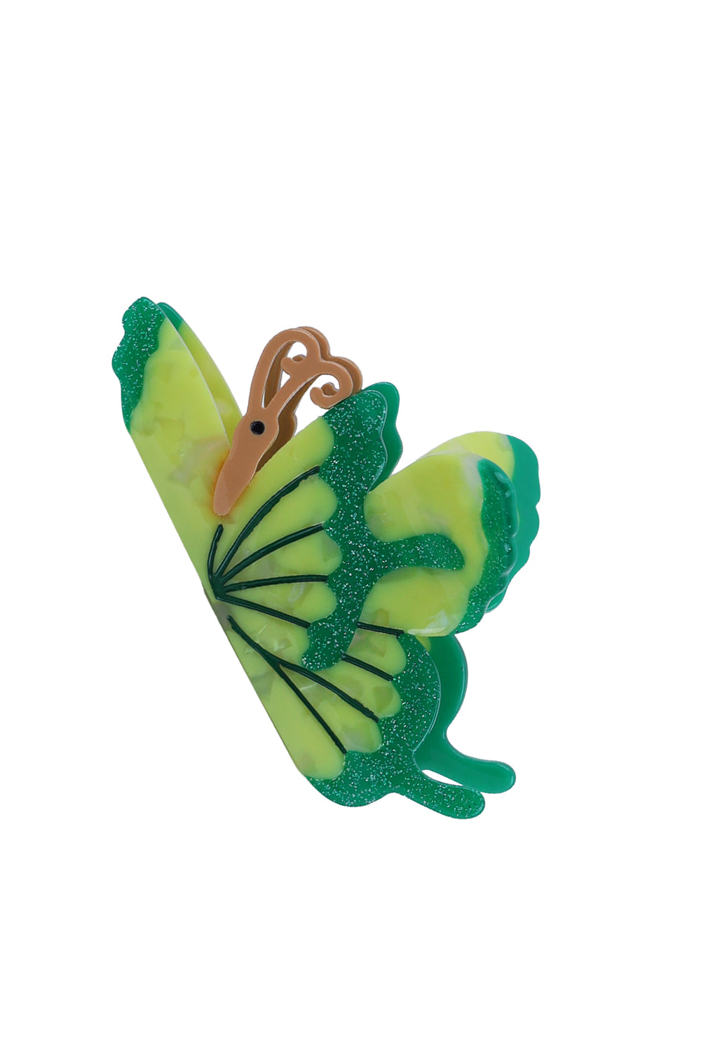 Load image into Gallery viewer, Glitter Butterfly Hair Claw Clip Lime Green and Teal Sparkle

