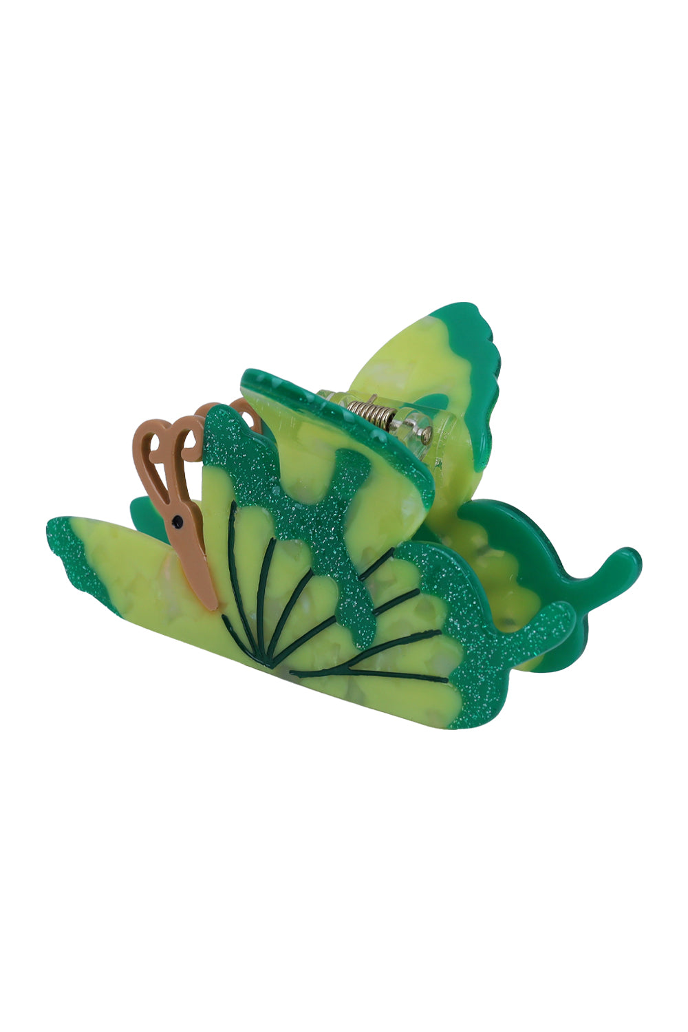 Load image into Gallery viewer, Glitter Butterfly Hair Claw Clip Lime Green and Teal Sparkle
