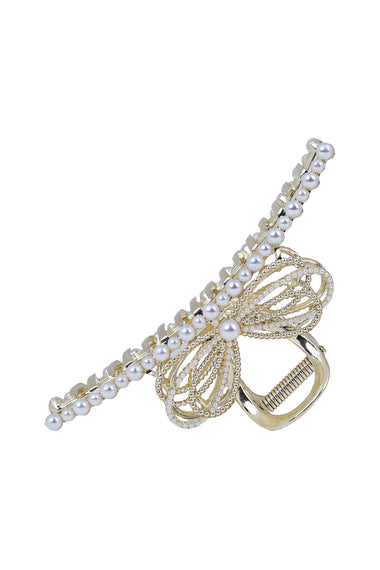 Gold Pearl Butterfly Bow Hair Claw Clip