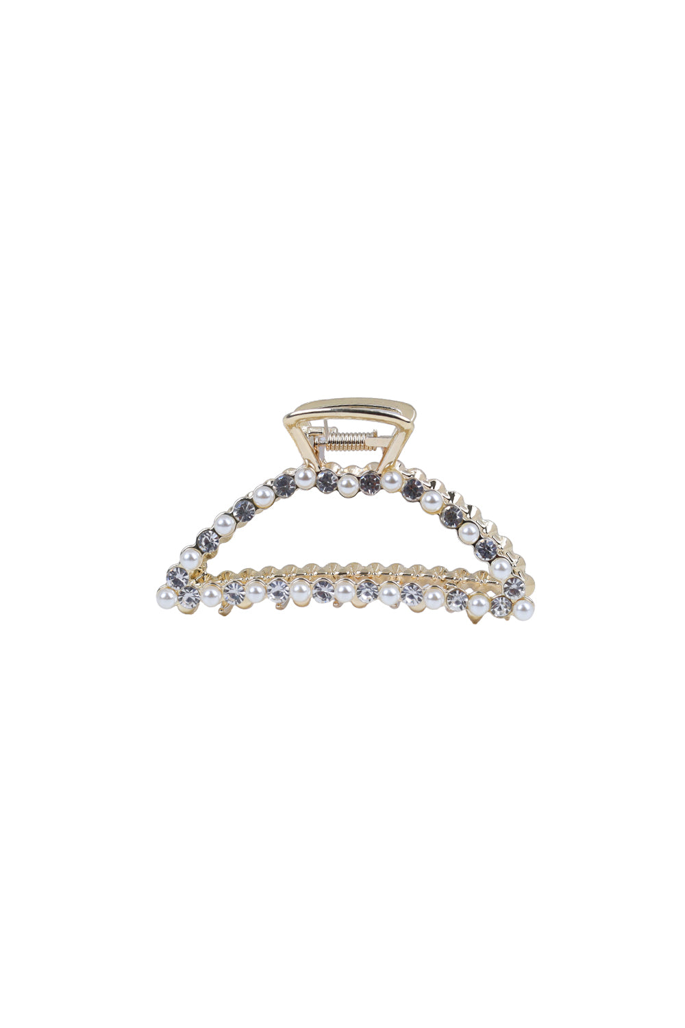 Load image into Gallery viewer, Gold Pearl/Diamond Hair Claw Clip
