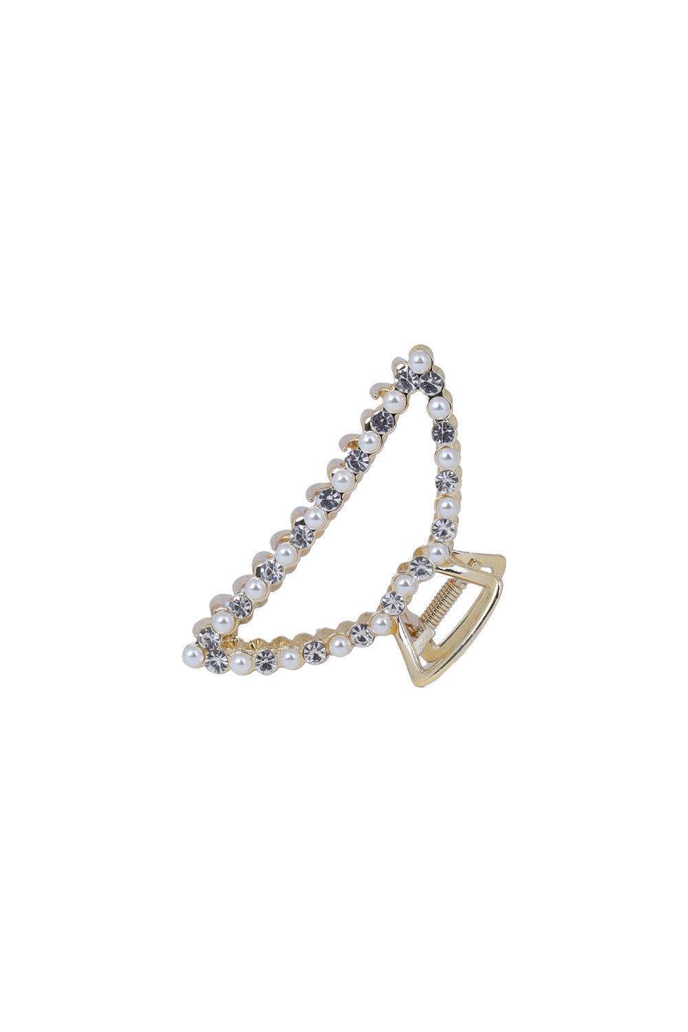Load image into Gallery viewer, Gold Pearl/Diamond Hair Claw Clip
