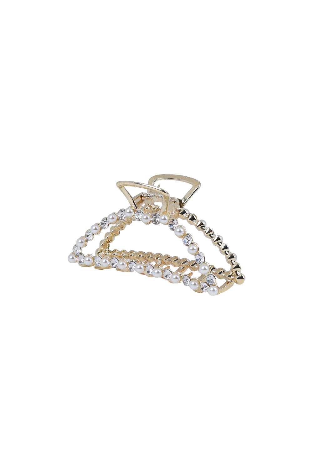 Load image into Gallery viewer, Gold Pearl/Diamond Hair Claw Clip
